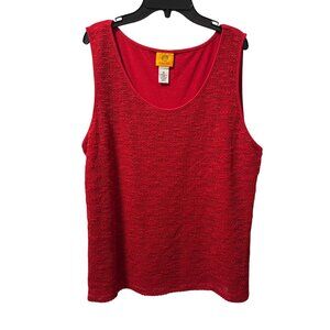 Ruby Rd. Womens Red Textured Knit Tank Top Sz XL Blouse